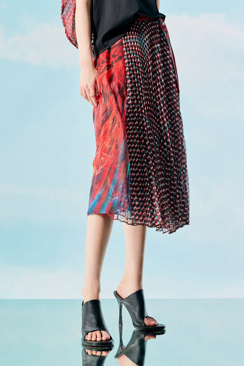 Rising Phoenix Pleated Wrap Skirt