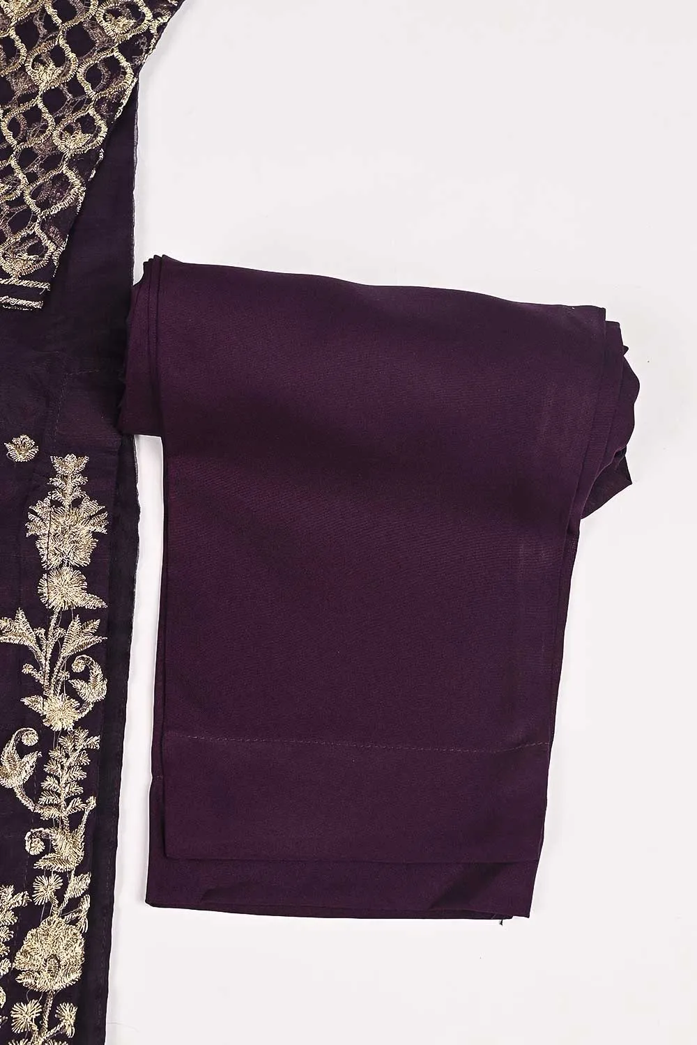 RTW-161-Purple - 3Pc Stitched Organza Embroidered Dress