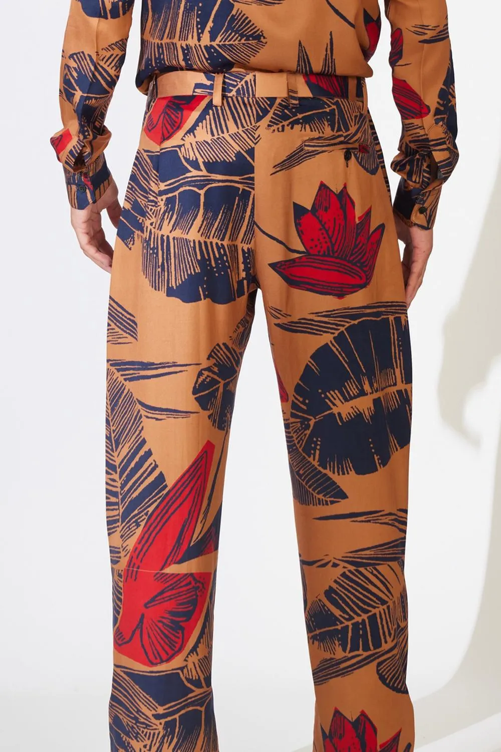 Rust, Blue And Red Floral Pants
