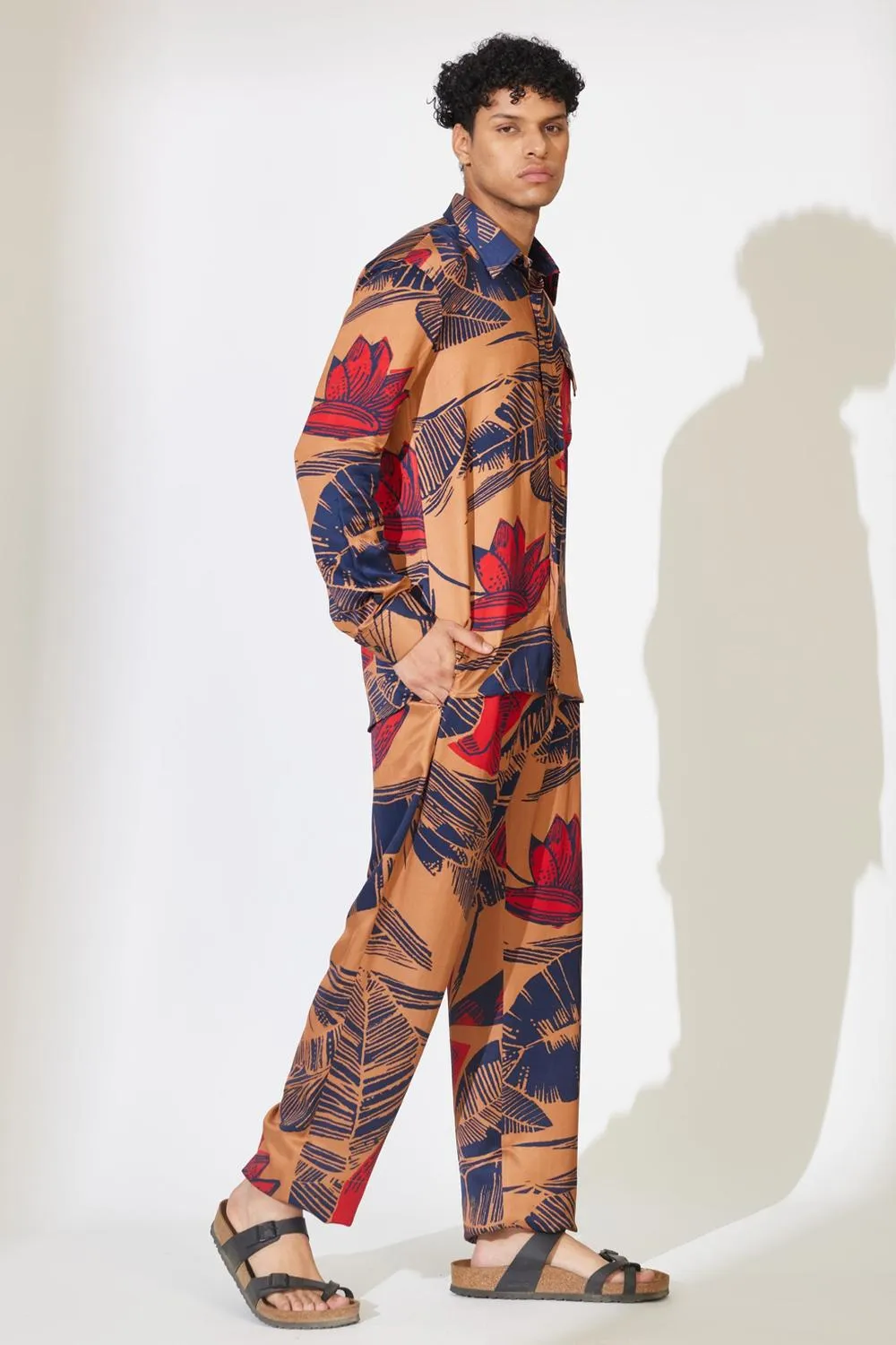 Rust, Blue And Red Floral Pants