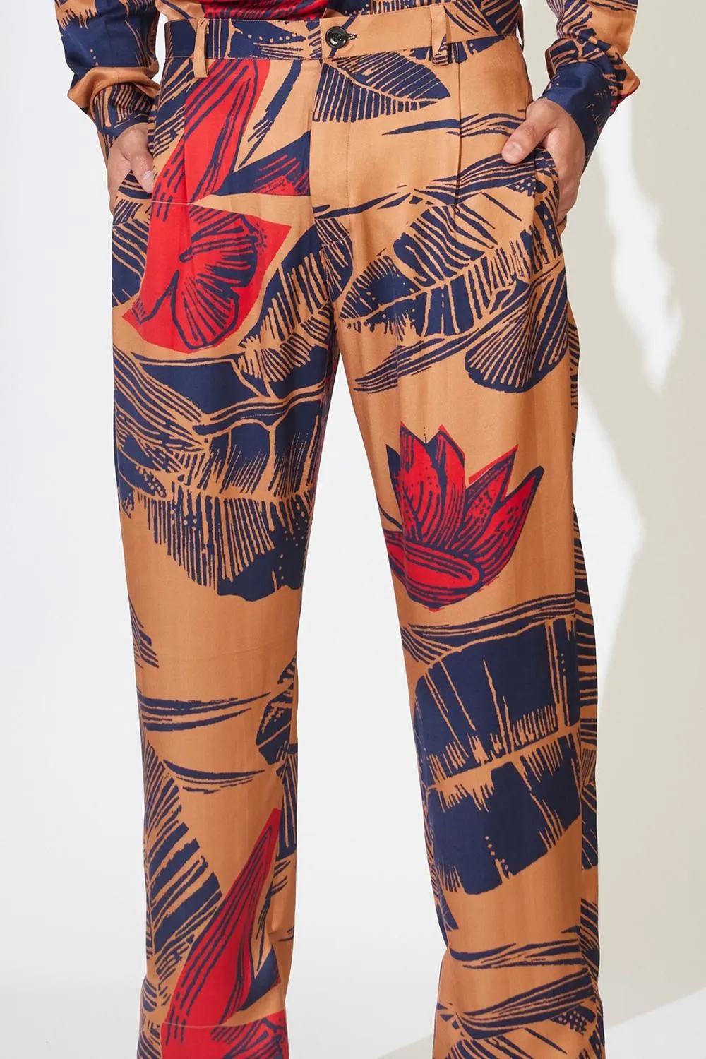 Rust, Blue And Red Floral Pants