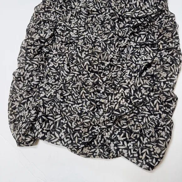 SABINA MUSAYEV Rima Revolve Floral Black Ruffle Mini Skirt Small