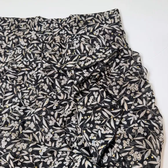 SABINA MUSAYEV Rima Revolve Floral Black Ruffle Mini Skirt Small