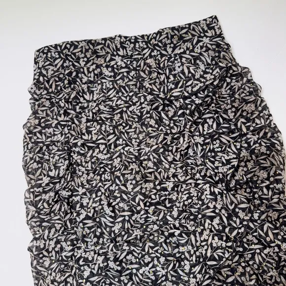 SABINA MUSAYEV Rima Revolve Floral Black Ruffle Mini Skirt Small