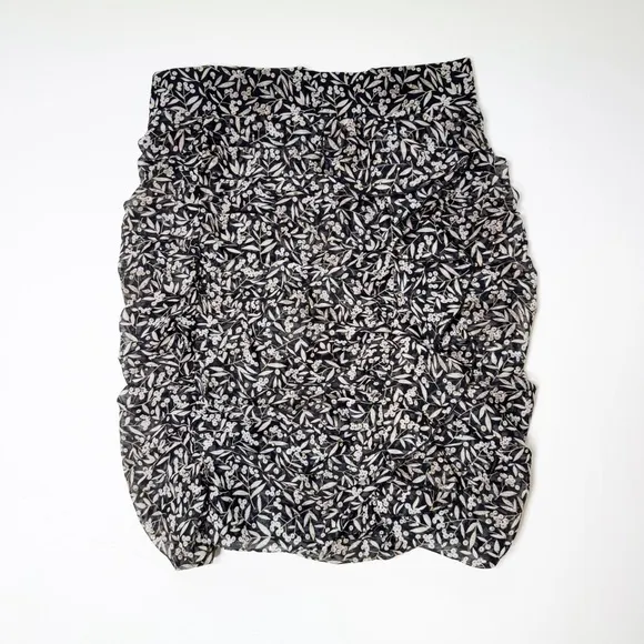 SABINA MUSAYEV Rima Revolve Floral Black Ruffle Mini Skirt Small