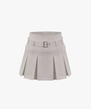 [Sample Sale] FAIRLIAR Belted Pleated Skirt - Beige
