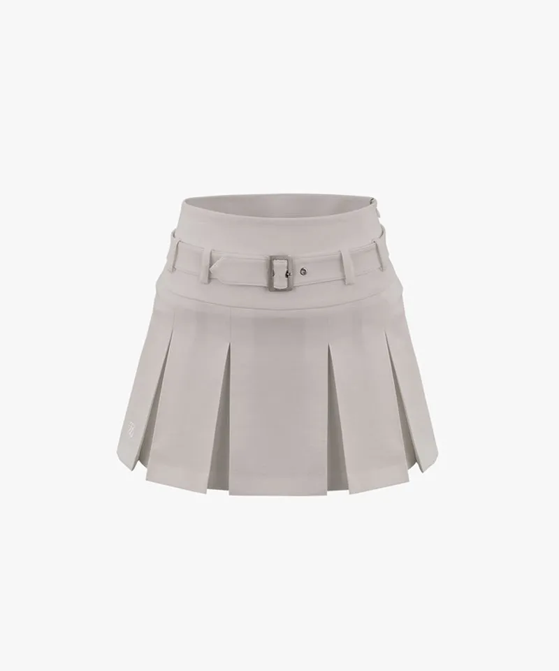 [Sample Sale] FAIRLIAR Belted Pleated Skirt - Beige