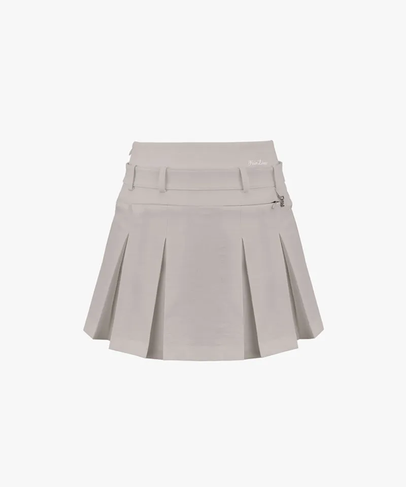 [Sample Sale] FAIRLIAR Belted Pleated Skirt - Beige