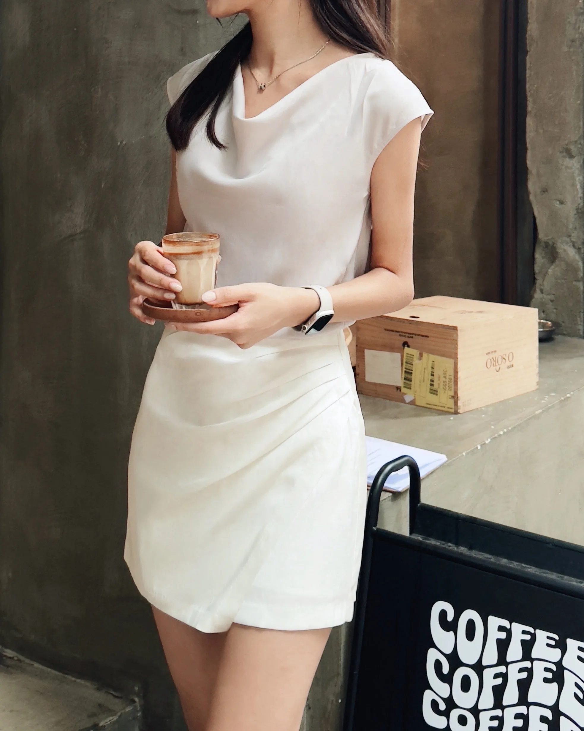 Satin Draped Mini Skort