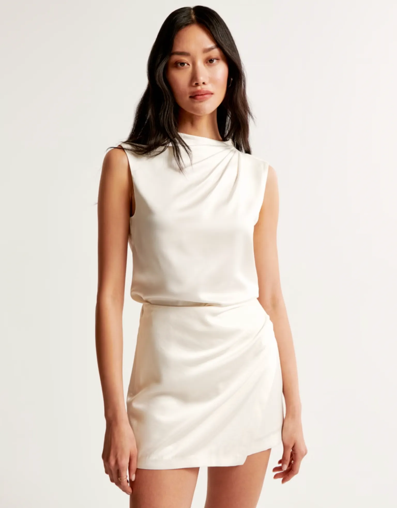 Satin Draped Mini Skort