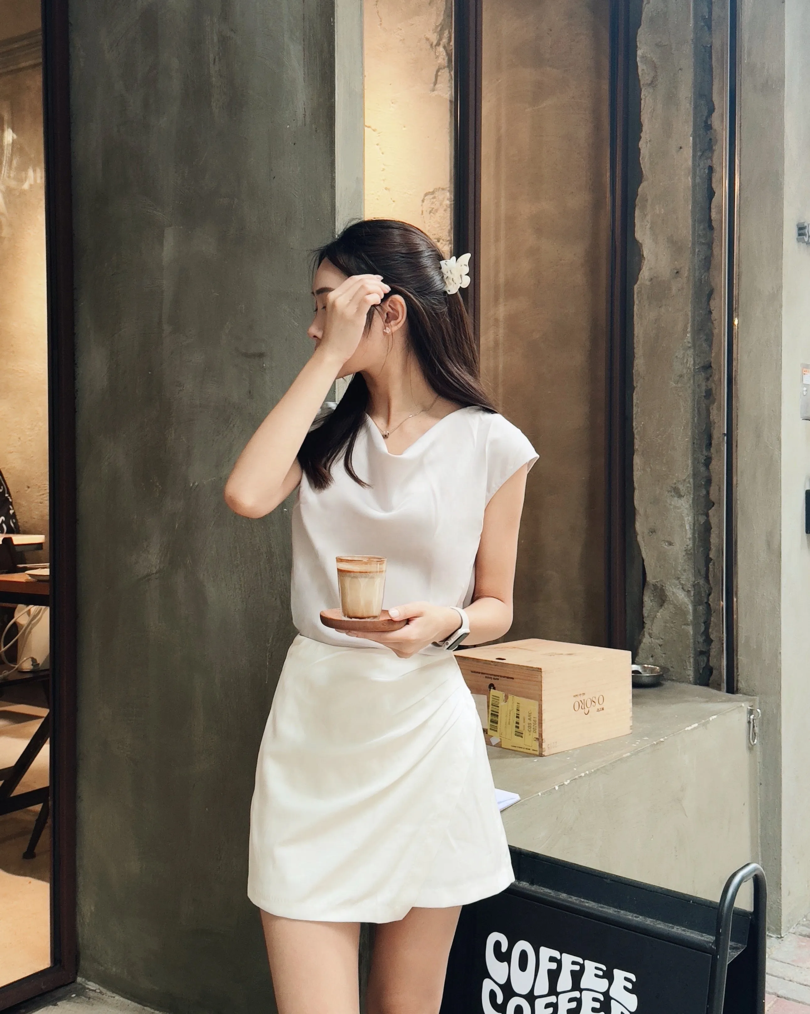 Satin Draped Mini Skort