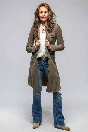 Savannah Long Leather Shirt/Dress in Stone