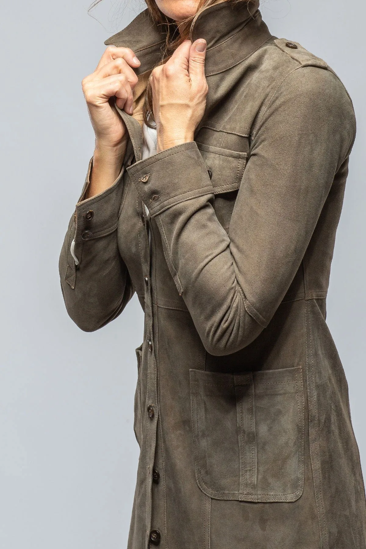 Savannah Long Leather Shirt/Dress in Stone