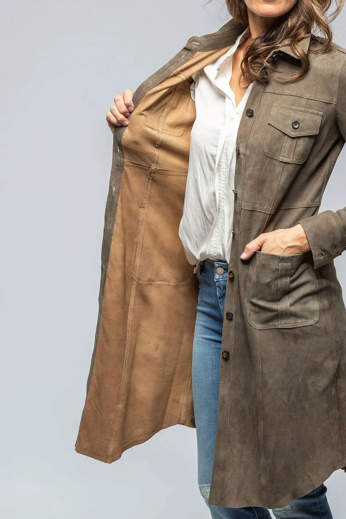 Savannah Long Leather Shirt/Dress in Stone