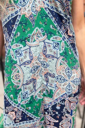 Scarf Print Halter Neck Maxi Dress