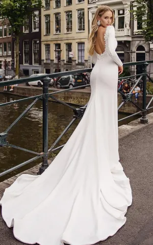 Sexy Bateau Mermaid Satin Court Train Wedding Dress with Beading-716056