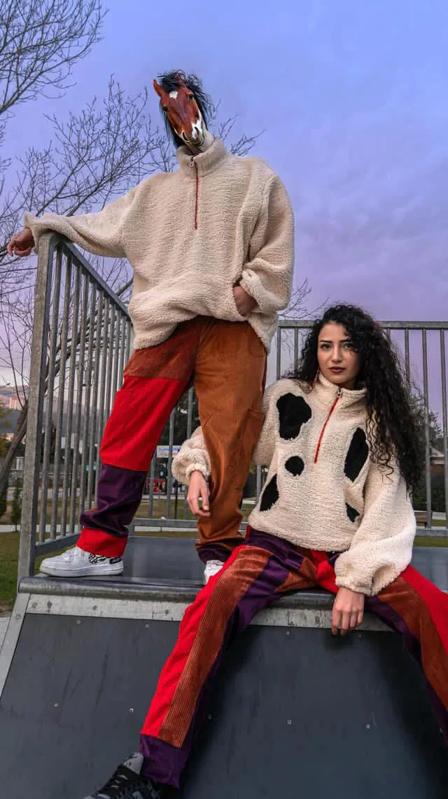 Sheep Fleece Balloon Sleeve Sweatshirt