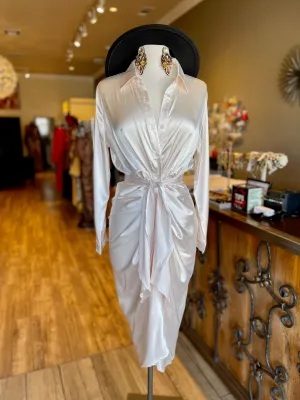 Shirt Tye Ruched Dress