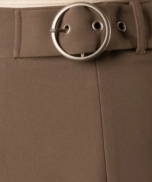 Side Buckle Pleated Skirt