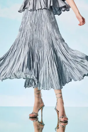 Silver Wrinkle Pleated Skirt