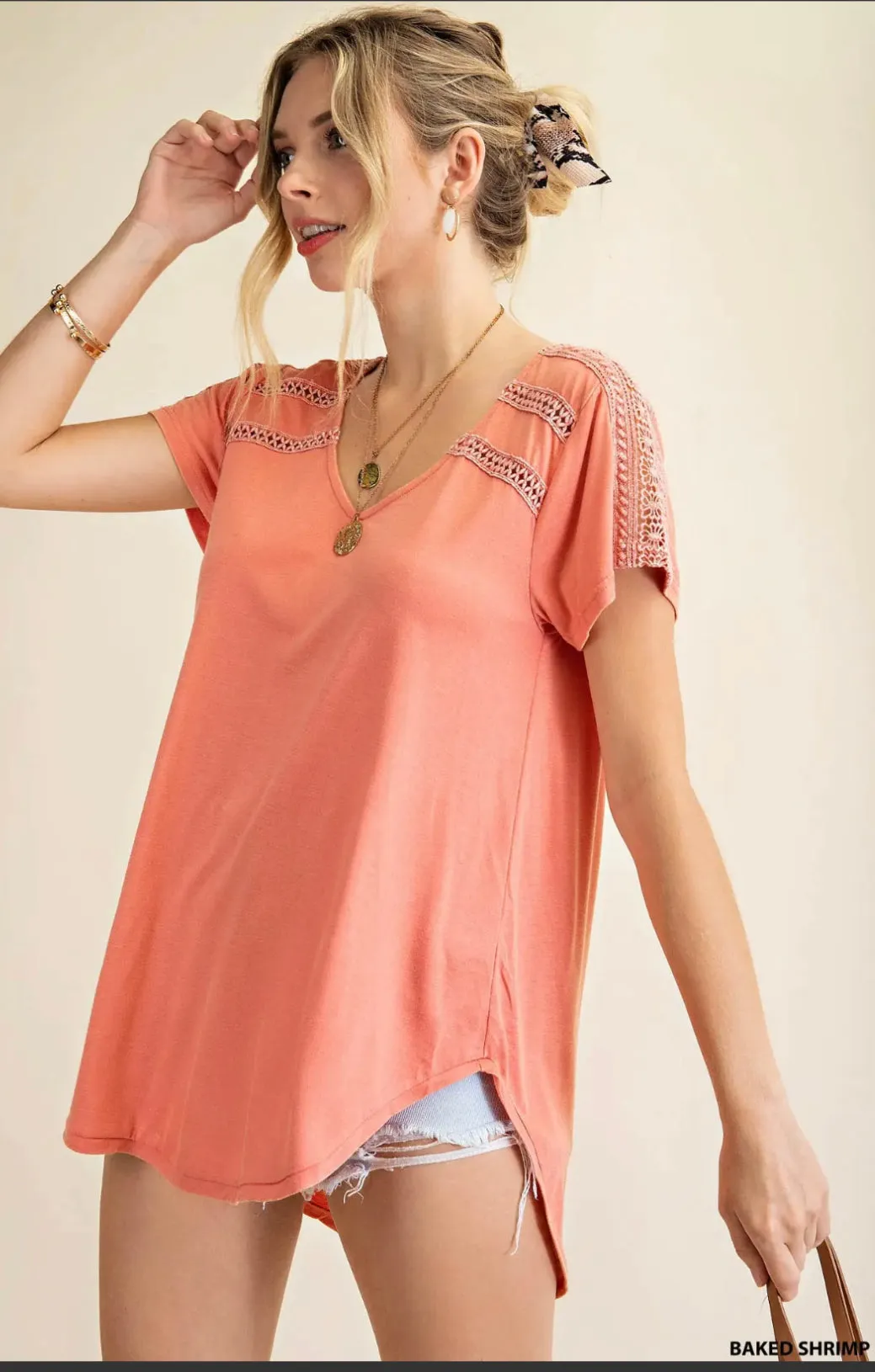 Silvia Double Trim Top | Baked Shrimp