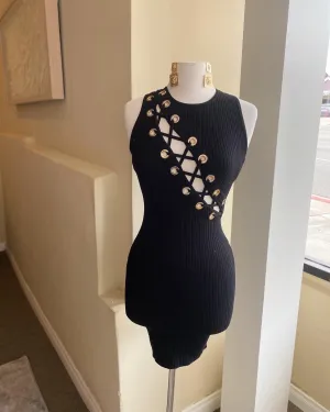 Sleeveless Grommet Mini Dress