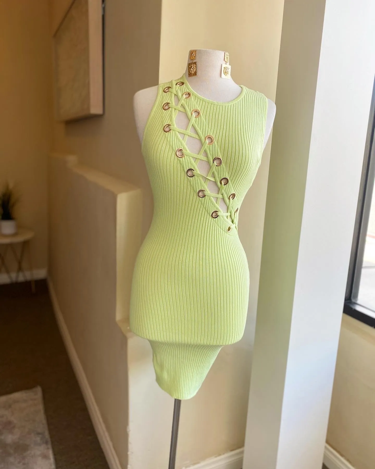 Sleeveless Grommet Mini Dress