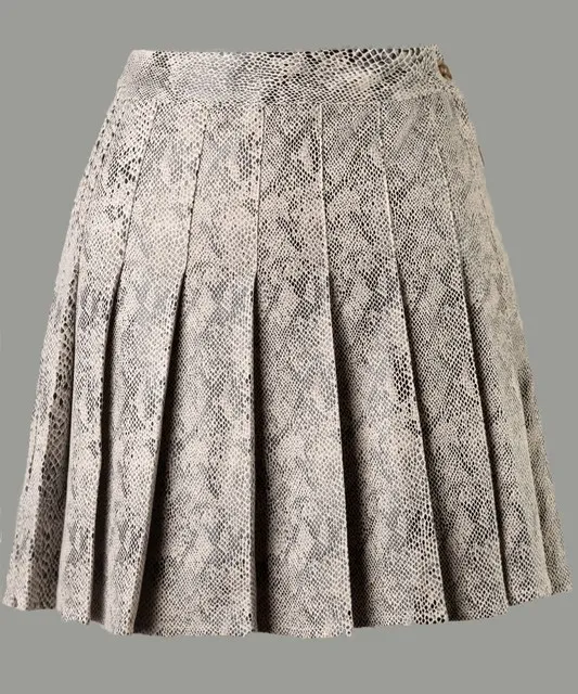 Snake Print Pleated Skirt