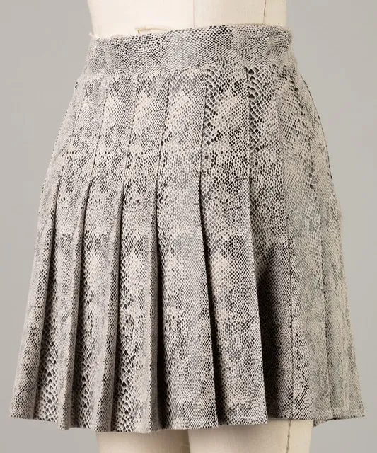 Snake Print Pleated Skirt