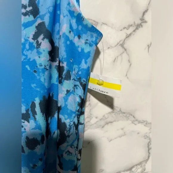 Something New Serena Print Sleeveless Mesh Maxi Dress Malibu Blue Aop Violeta S