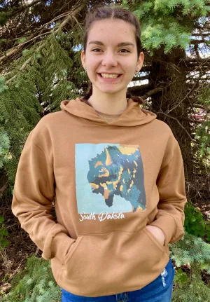 South Dakota Chiseled Bison Head Hooded Sweatshirt