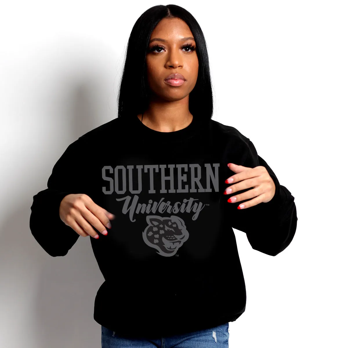 SOUTHERN Univ. | LOGO | 3D PUFF INK | Black Unisex Sweatshirt (**)