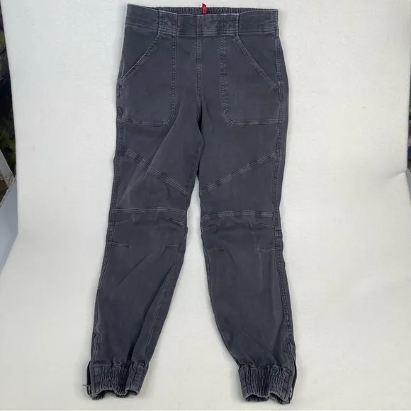 SPANX Stretch Twill Cargo Jogger Pants Women's Washed Black Size large