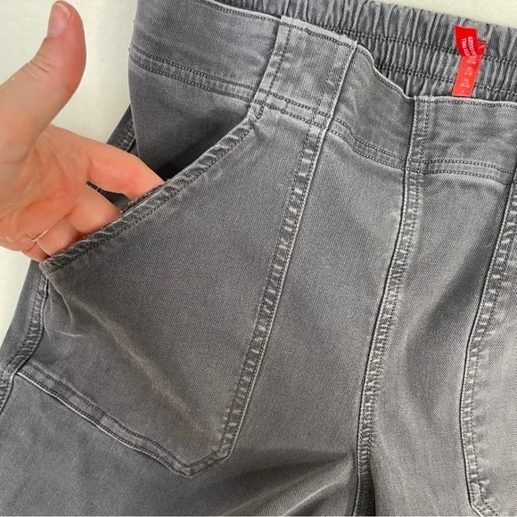 SPANX Stretch Twill Cargo Jogger Pants Women's Washed Black Size large