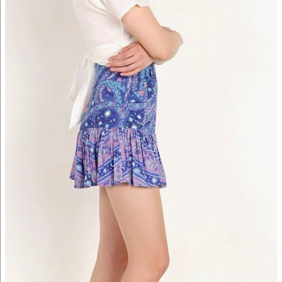 Spell &amp; the Gypsy City Lights Mini Skirt - Indigo. Size XS.