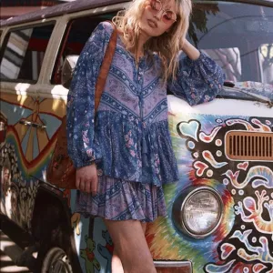 Spell &amp; the Gypsy City Lights Mini Skirt - Indigo. Size XS.
