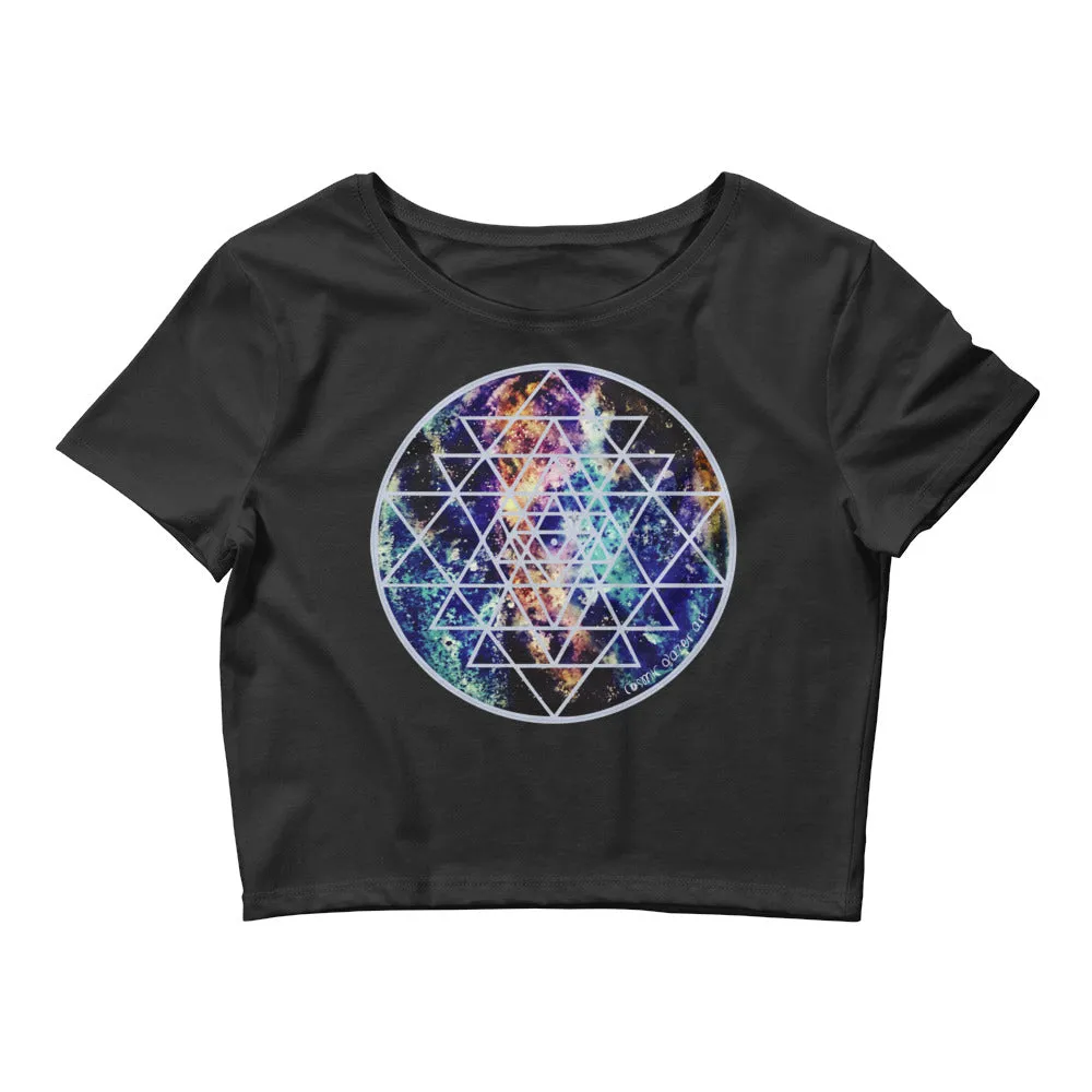 Sri Yantra Geode Galaxy Sacred Geometry Women's Crop Top