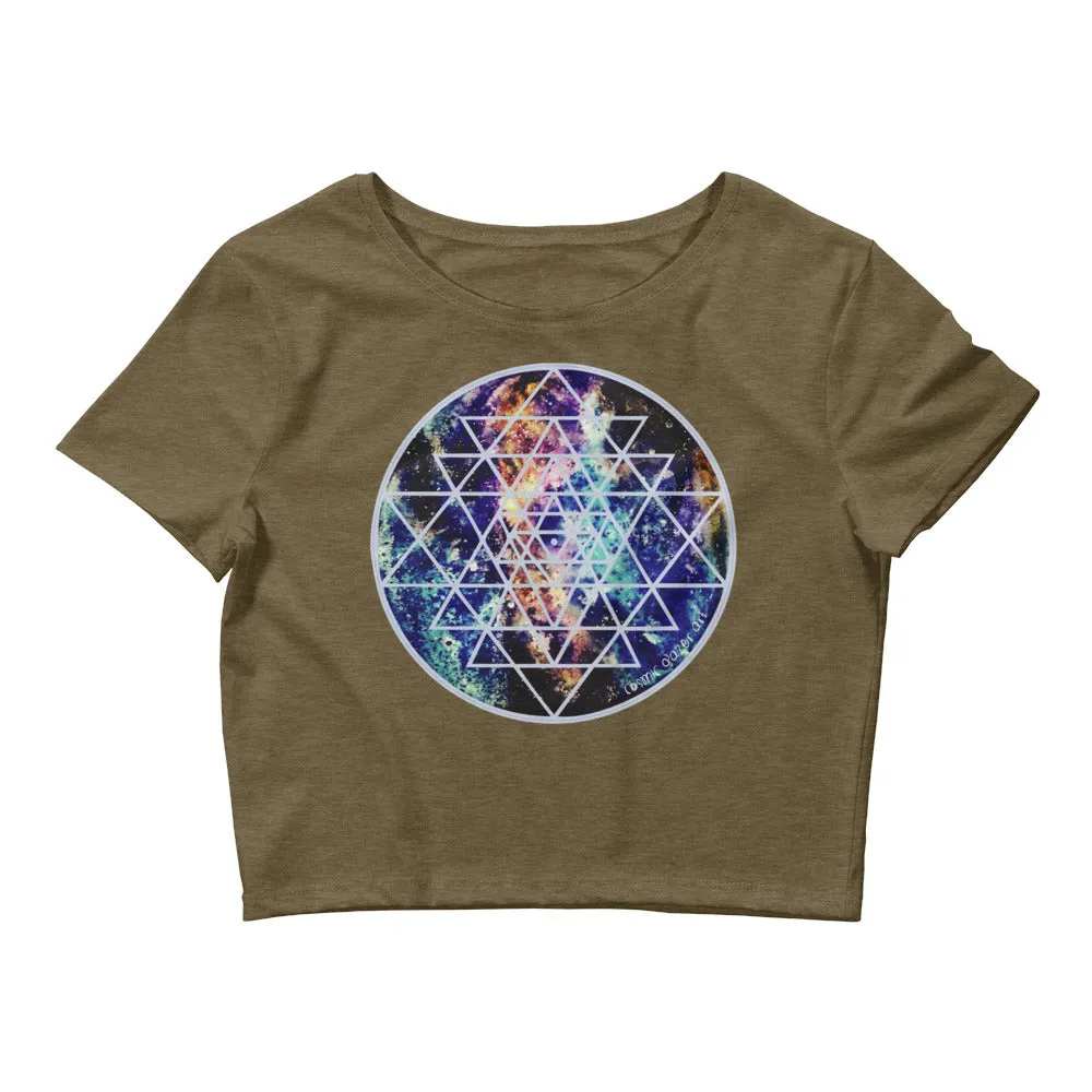 Sri Yantra Geode Galaxy Sacred Geometry Women's Crop Top