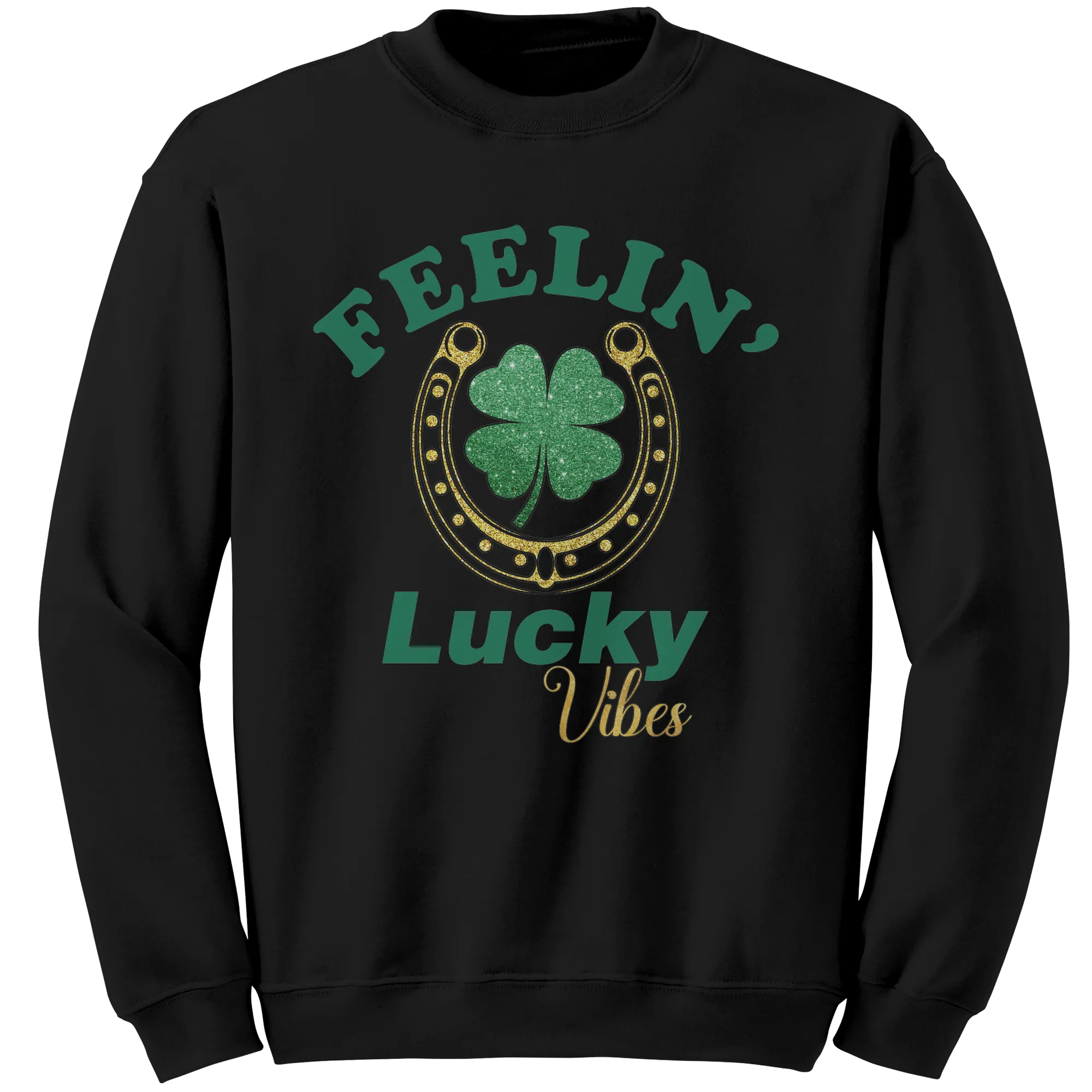 St Patricks Day Sweatshirt, Feeling Lucky Vibes Sweatshirt, St Patricks Sweatshirt, Shamrock Sweatshirt, Clover Leaf Sweatshirt, Irish Shirt