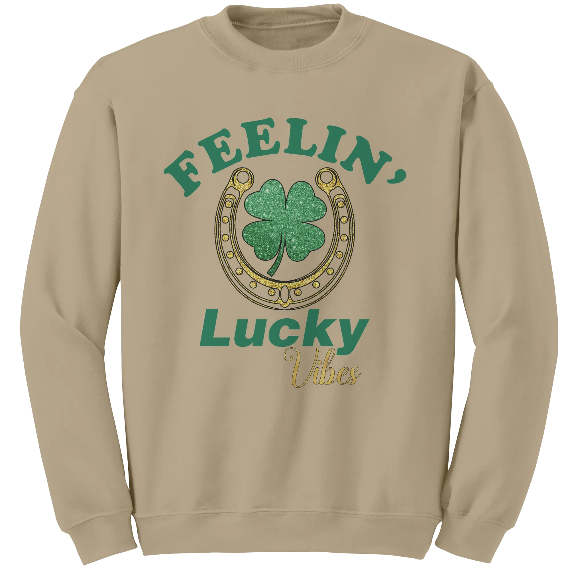St Patricks Day Sweatshirt, Feeling Lucky Vibes Sweatshirt, St Patricks Sweatshirt, Shamrock Sweatshirt, Clover Leaf Sweatshirt, Irish Shirt