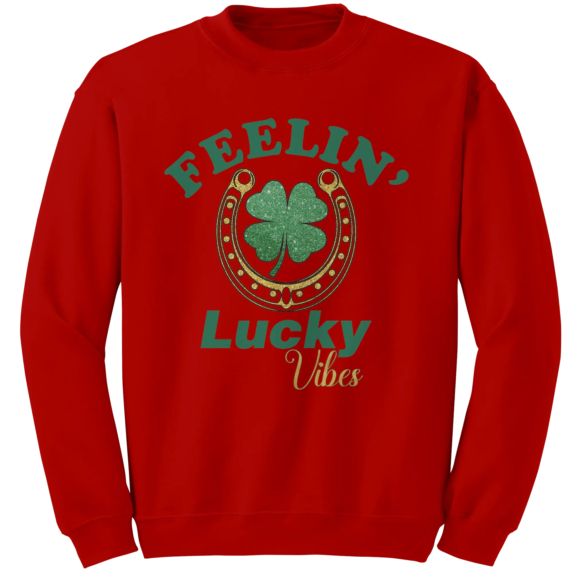 St Patricks Day Sweatshirt, Feeling Lucky Vibes Sweatshirt, St Patricks Sweatshirt, Shamrock Sweatshirt, Clover Leaf Sweatshirt, Irish Shirt