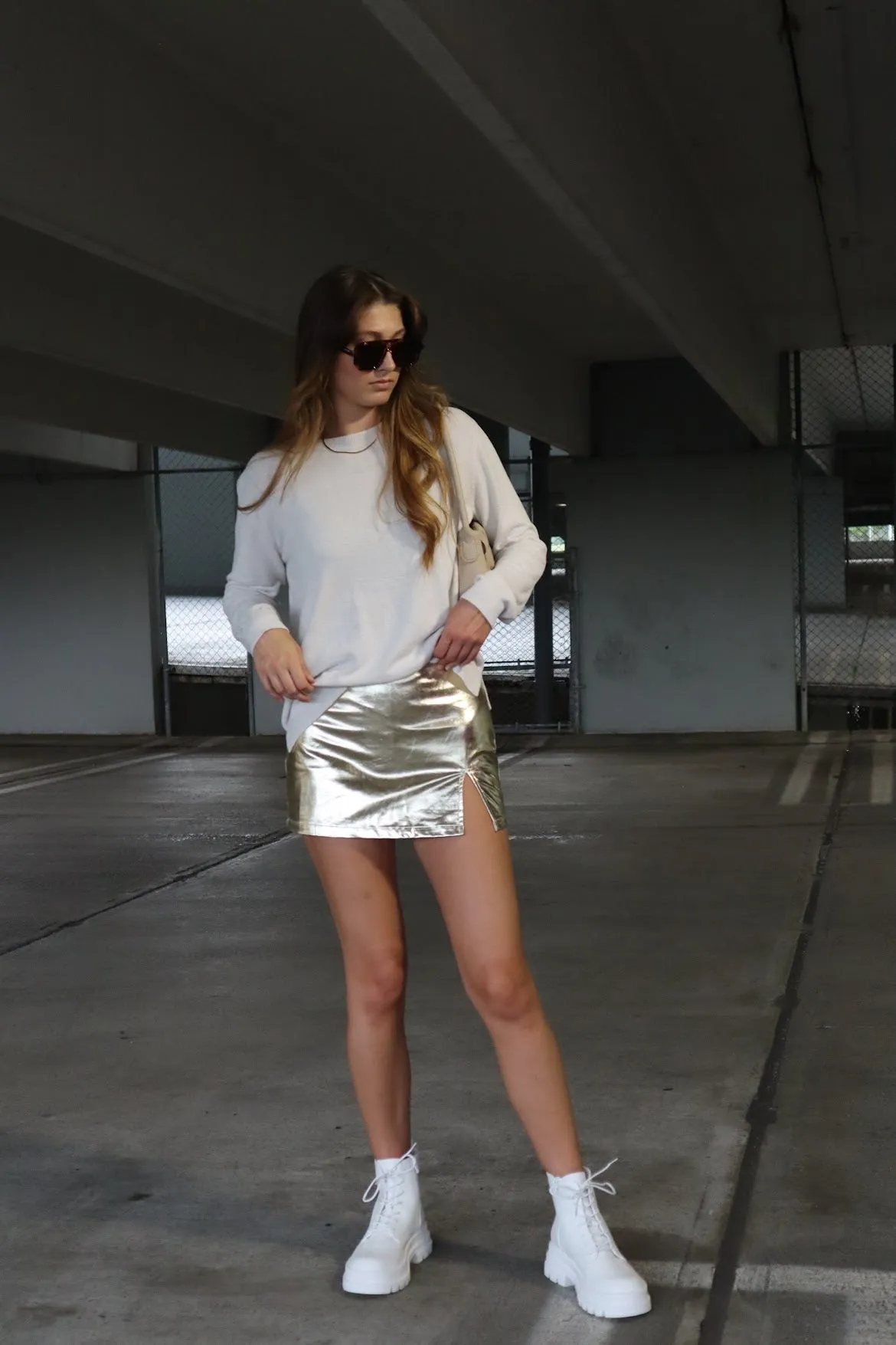 Stardust Metallic Skort- Gold