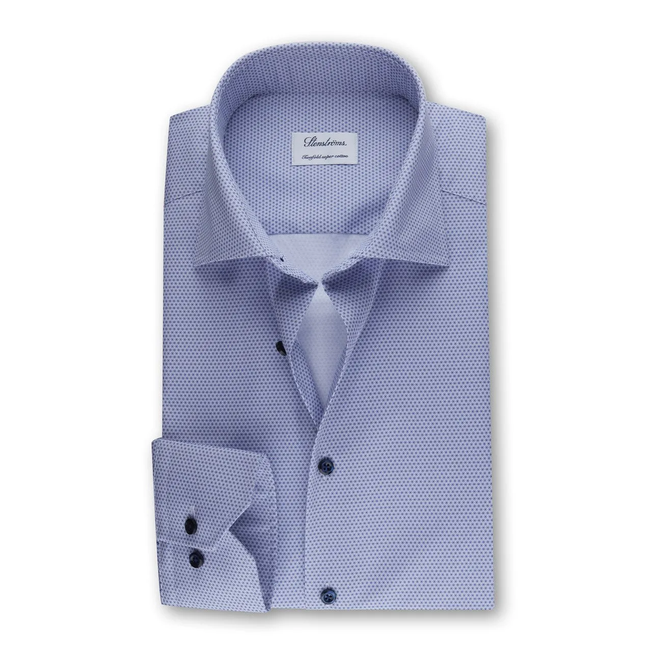Stenstroms - Patterned Twill Shirt - Light Blue