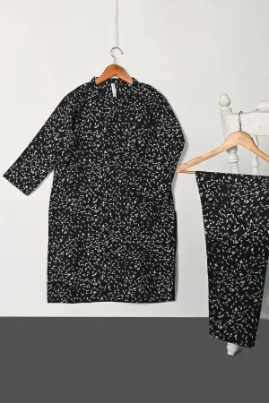 STP-129A-Black -  2PC GEORGETTE CREPE DIGITAL PRINTED STITCHED