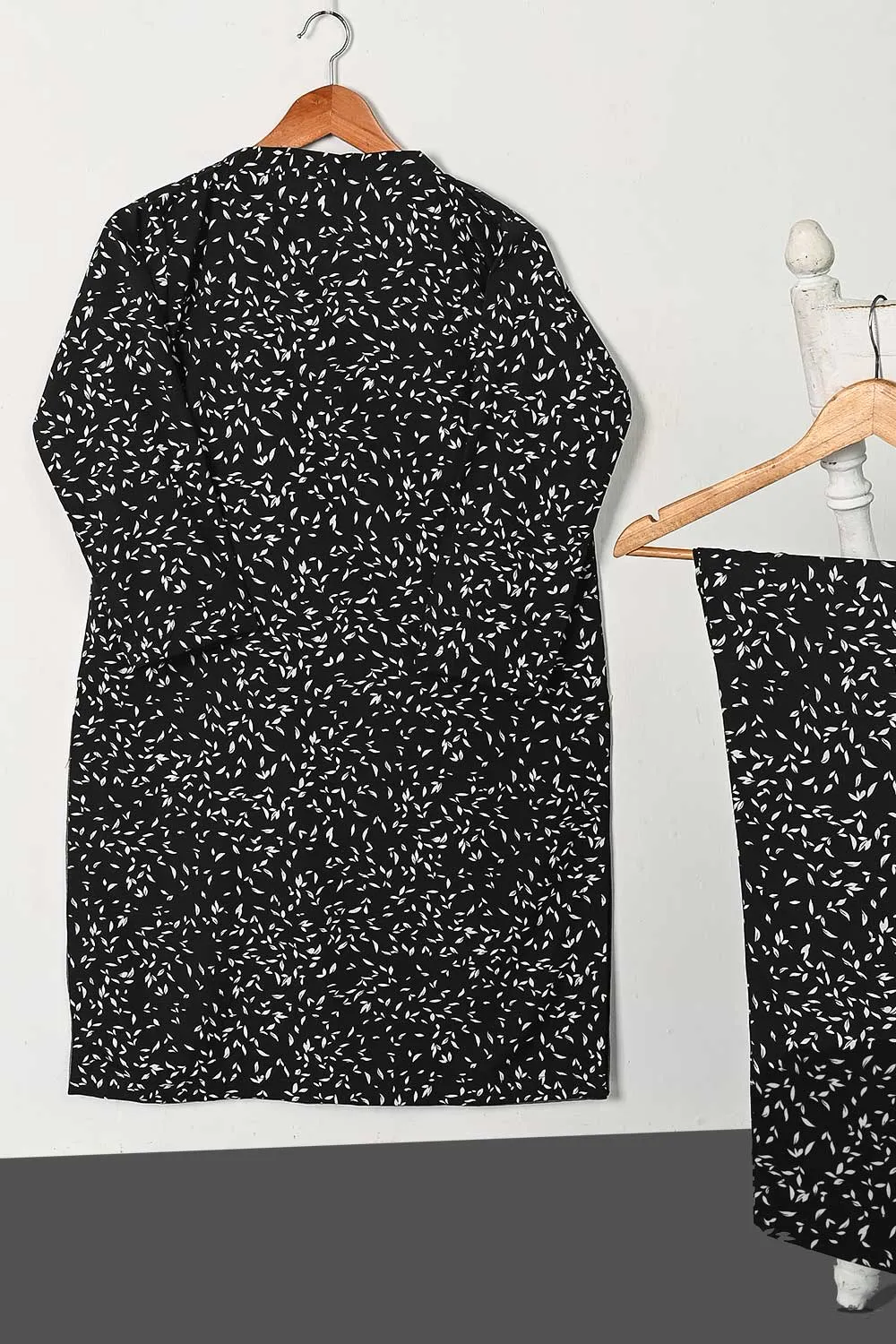 STP-129A-Black -  2PC GEORGETTE CREPE DIGITAL PRINTED STITCHED