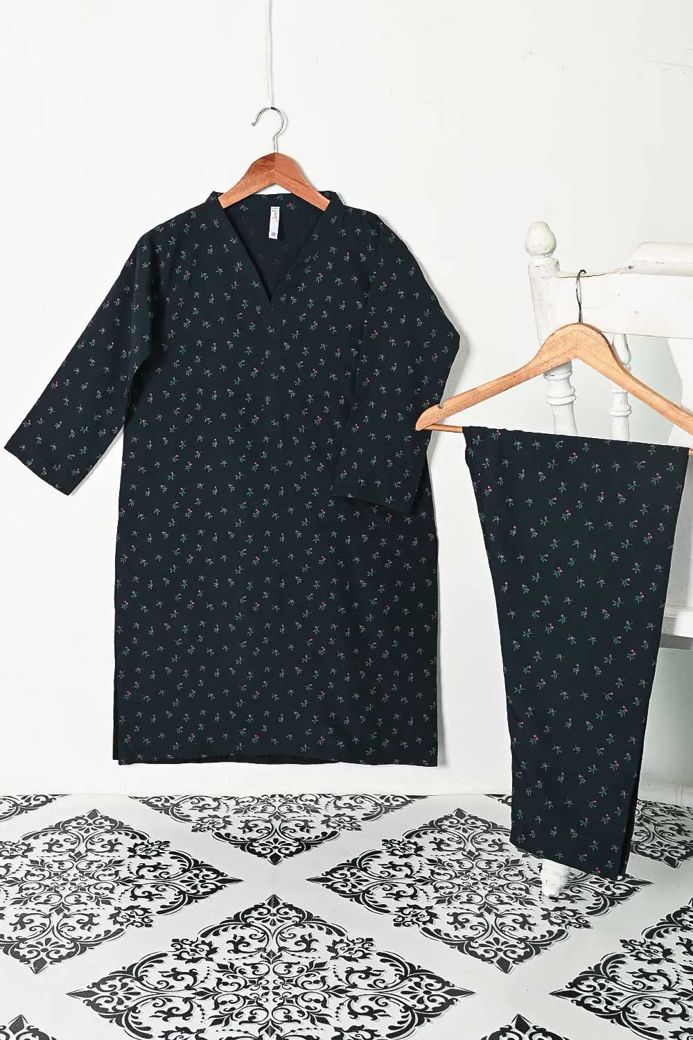 STP-131A-NavyBlue -  2PC GEORGETTE CREPE DIGITAL PRINTED STITCHED