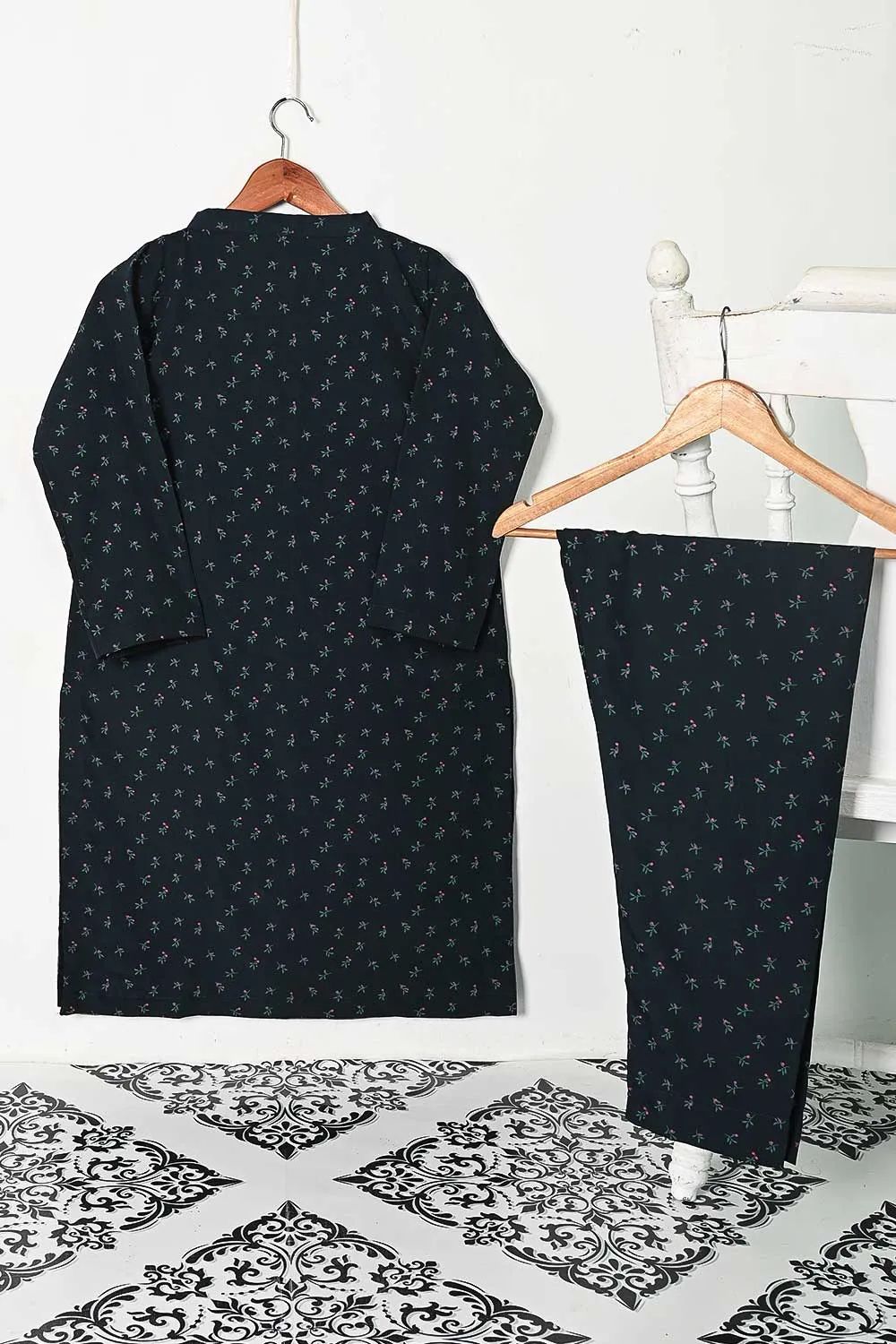 STP-131A-NavyBlue -  2PC GEORGETTE CREPE DIGITAL PRINTED STITCHED