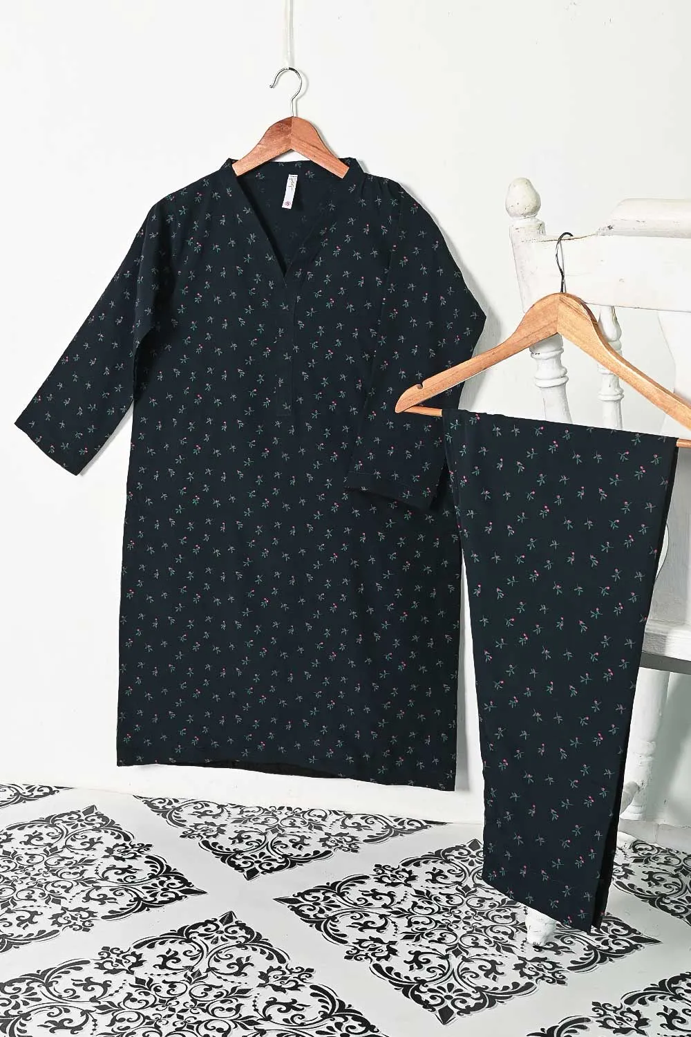 STP-131A-NavyBlue -  2PC GEORGETTE CREPE DIGITAL PRINTED STITCHED