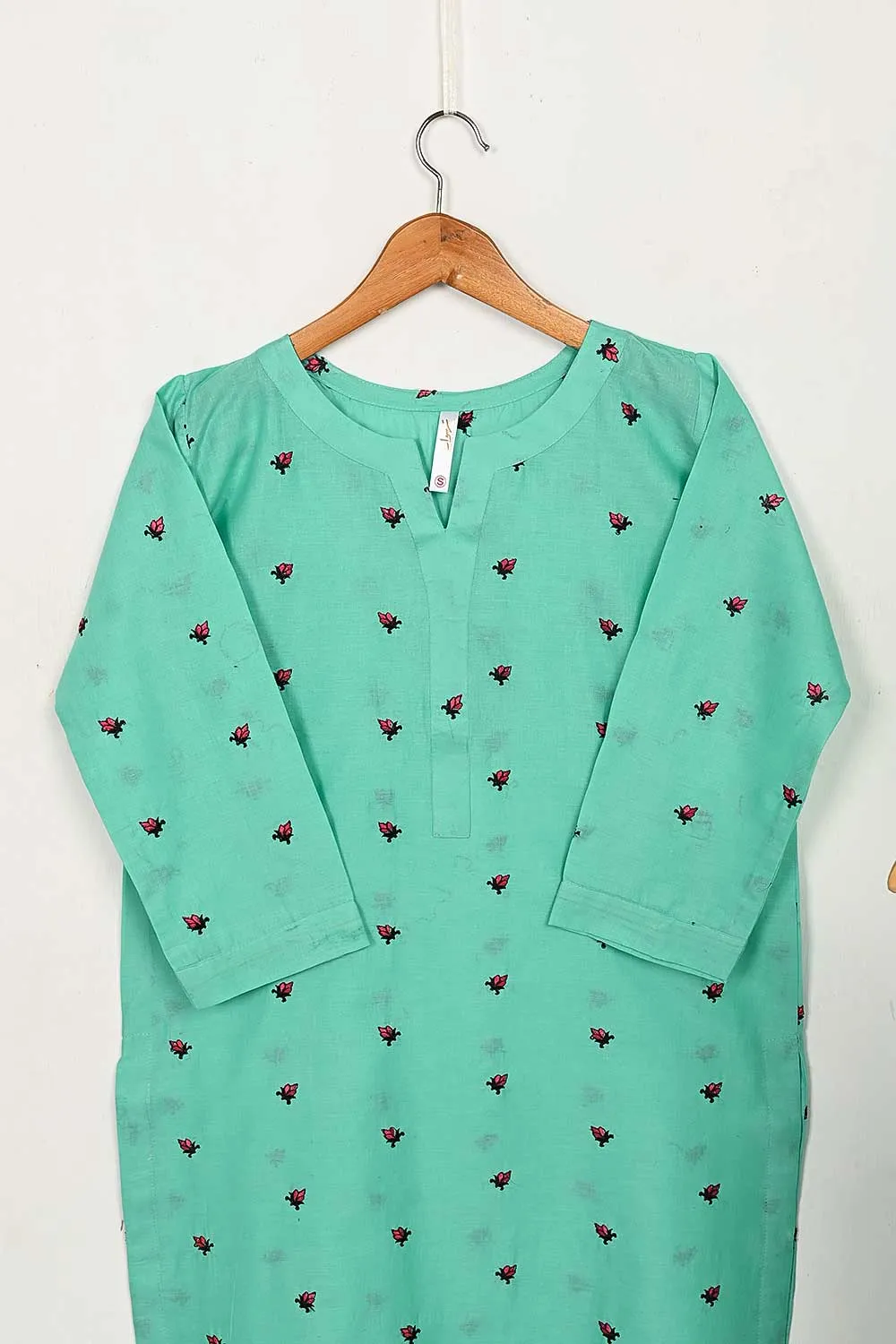 STP-143D-SeaGreen - 2PC COTTON EMBROIDERED STITCHED