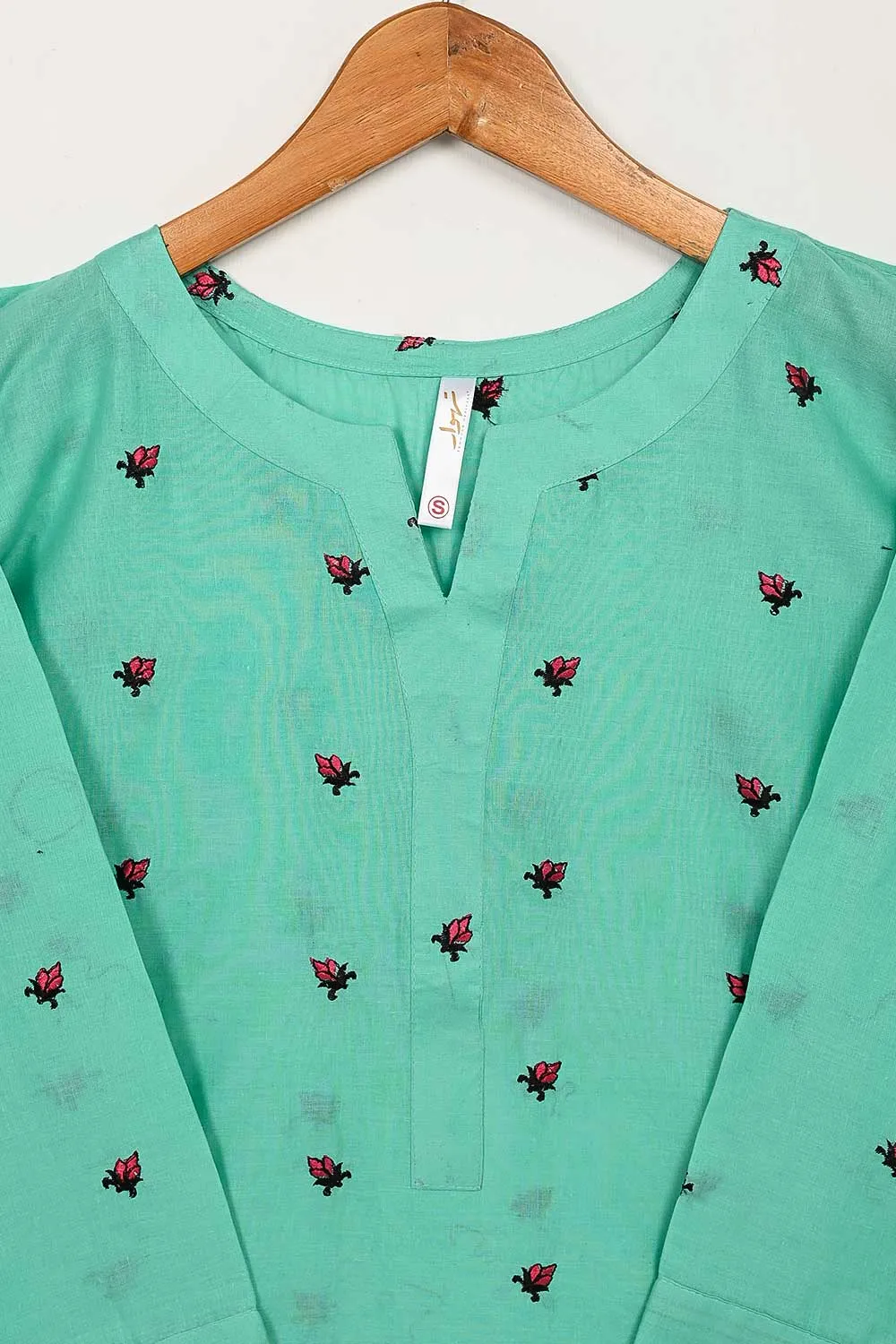 STP-143D-SeaGreen - 2PC COTTON EMBROIDERED STITCHED